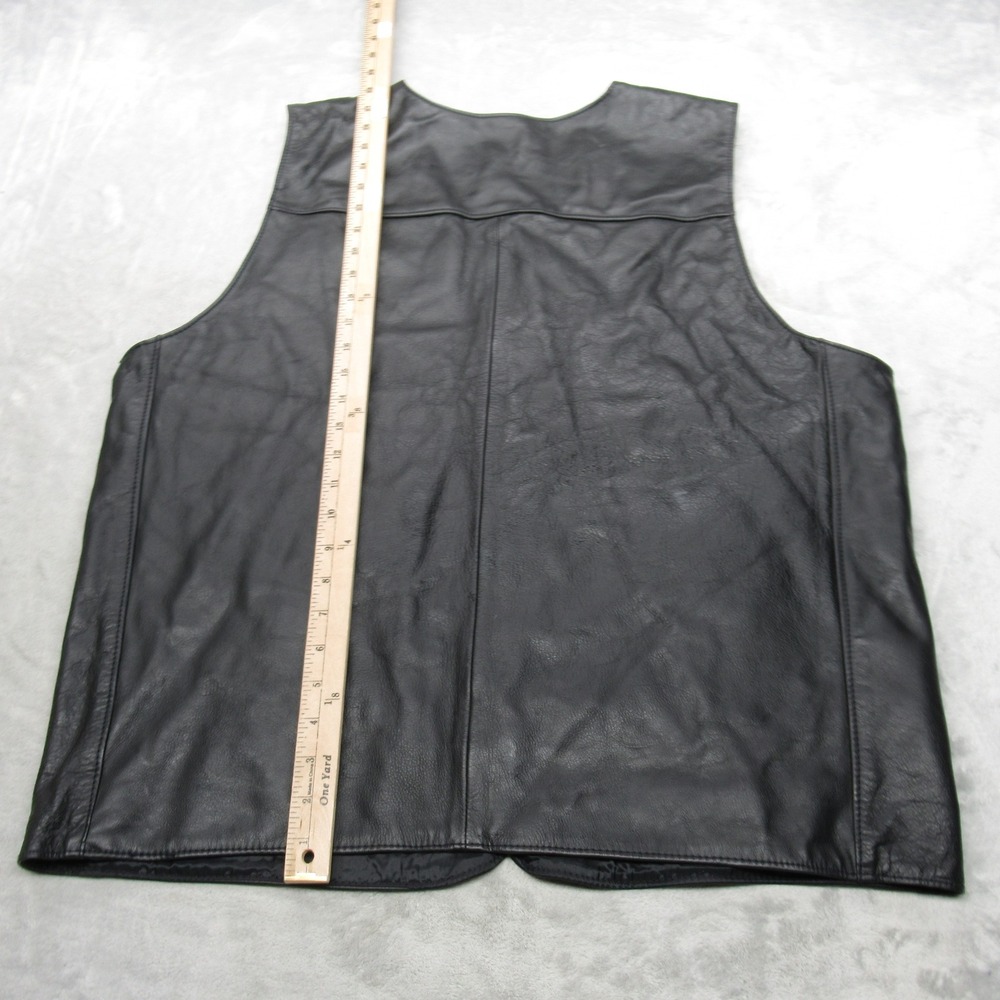 Harley Davidson Vest Mens XL Long Black Leather Motorcycle Heavyweight USA VTG‎ - Picture 9 of 12